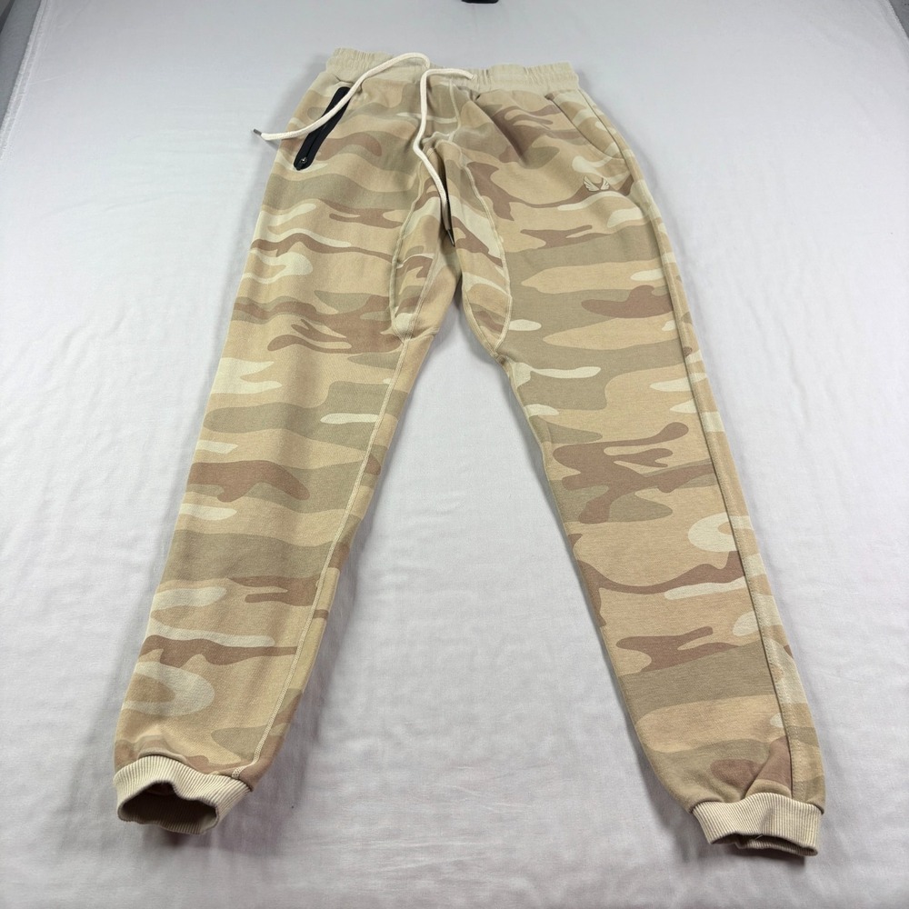 ASRV Jogger Sweatpants Mens Small Beige Camo Tapered Gym Athleisure Lounge